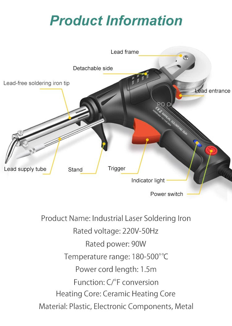 Compact Electric Soldering Iron with 20-Second Heat-Up Time – Dual-Purpose Metal Joining & Cutting Tool for DIY & Professional Projects