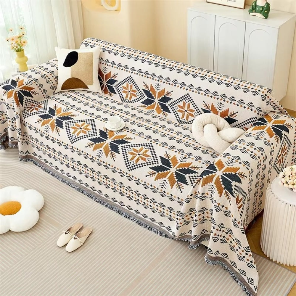 Housse de canapé Felicity - Mélange coton-microfibre, style bohème