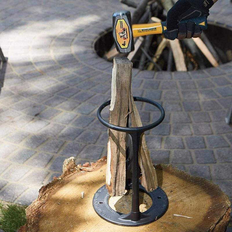 Outil de fendage de bois sans effort | Hache en acier au carbone durable avec conception biseautée | Préparation de bois de chauffage en toute sécurité pour tous les âges