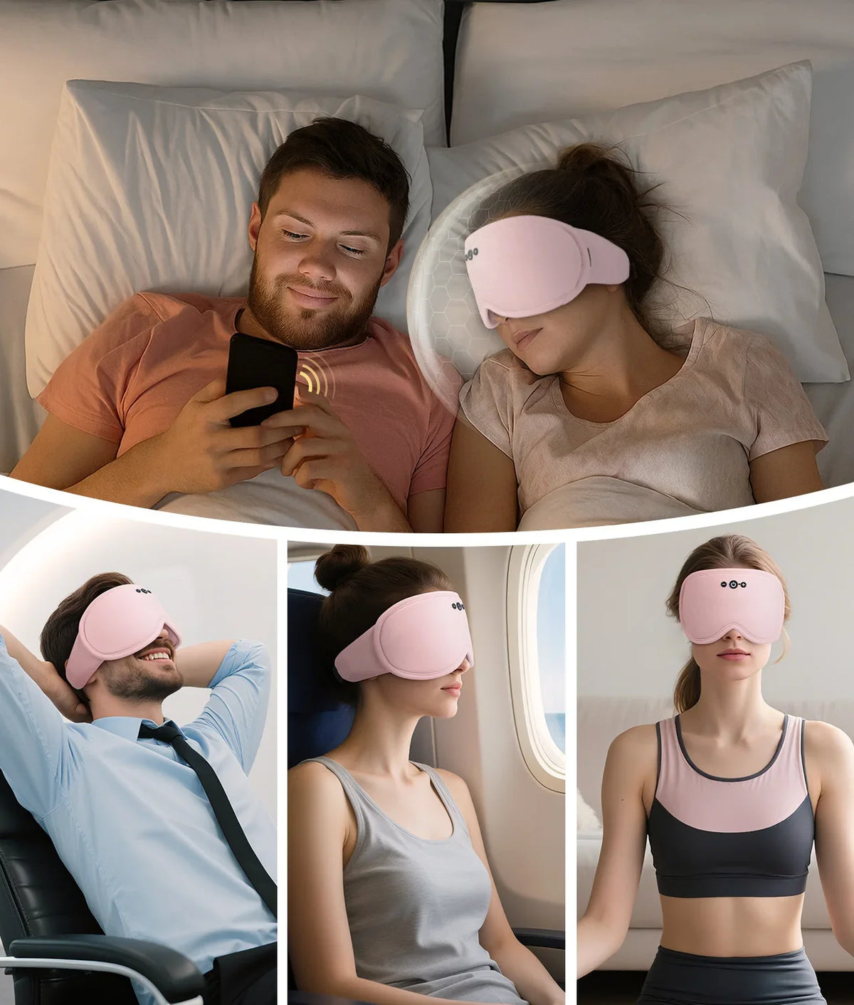 Bluetooth Sleep Masks Bamboo Fiber, Light Blocking Eye Mask with Sleep Headphones for Travel, Breathable 3D Sleep Mask