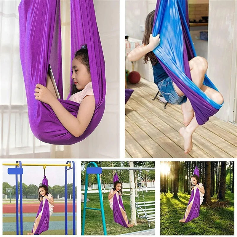 Indoor Sensory Swing for Kids – Cocoon Hammock Chair for Calming & Focus – Cotton Hanging Seat for Children's Play Room, Bedroom, Therapy