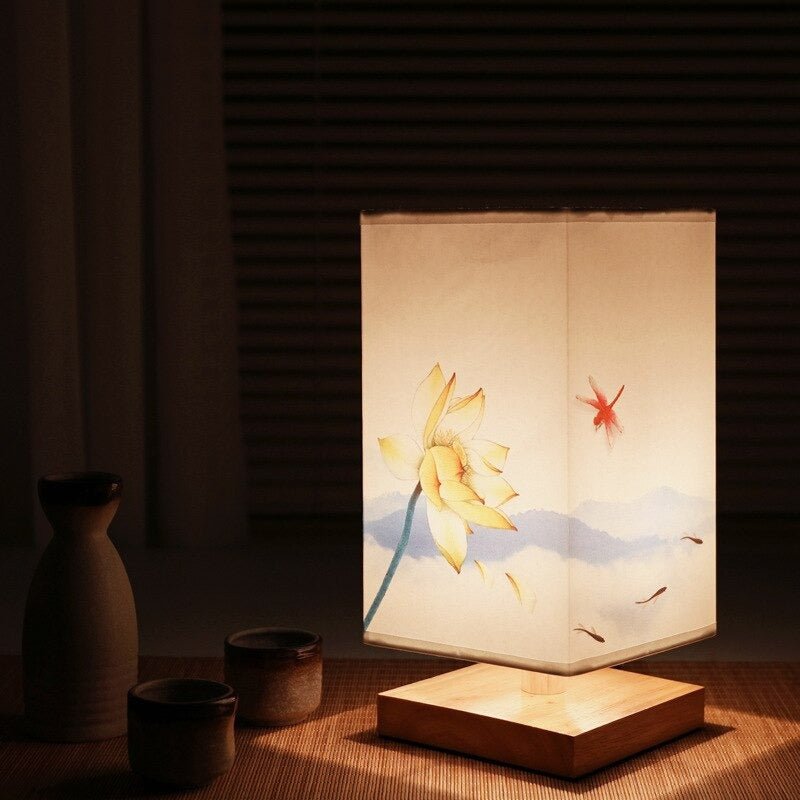 Bamboo Bedside Lamp 10.6 inches Natural Wood Accent Light for Nightstand Desk Reading Nook Japanese Minimalist Decor