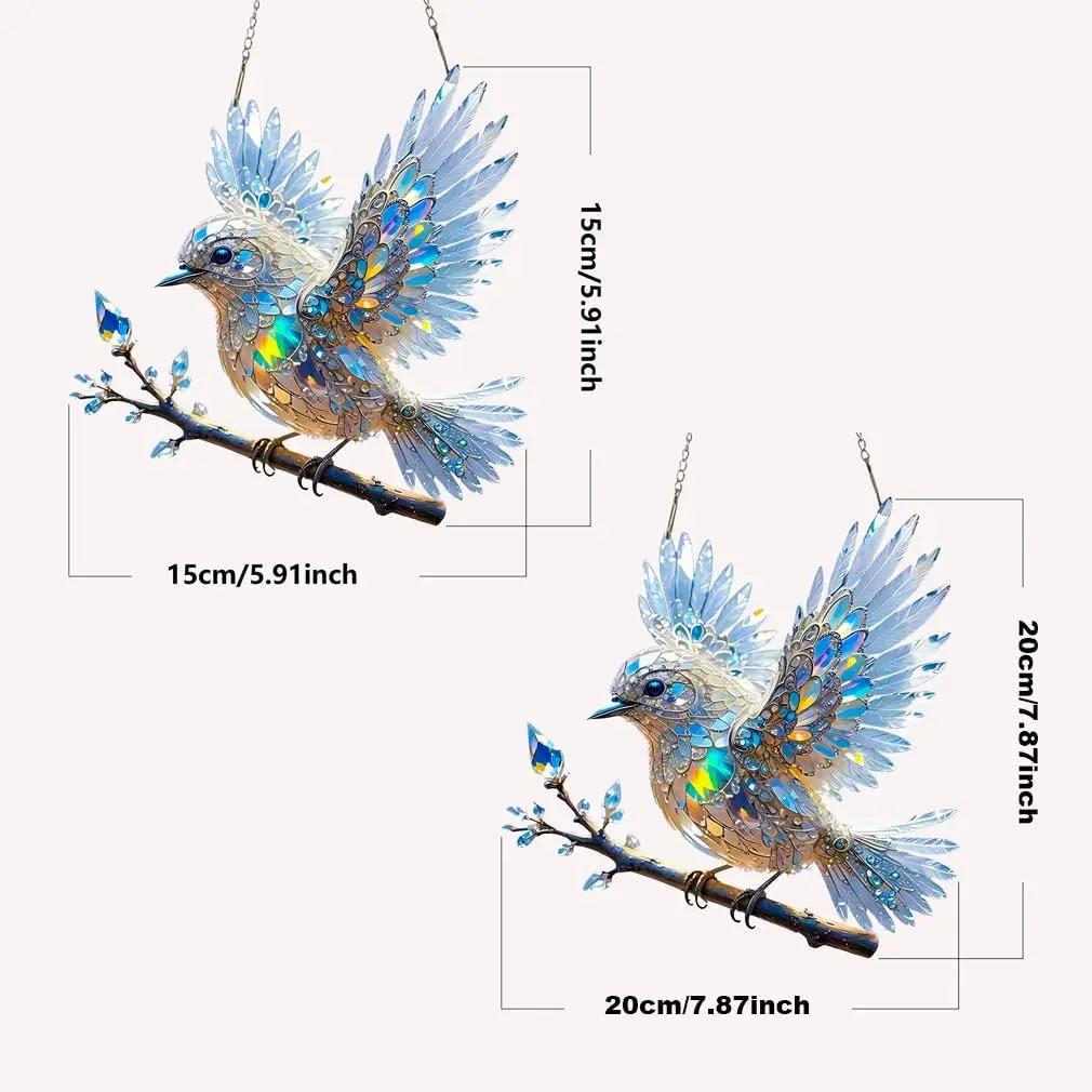 Ornement d’oiseau en cristal pour fenêtre – Décoration lumineuse réfléchissante pour la maison