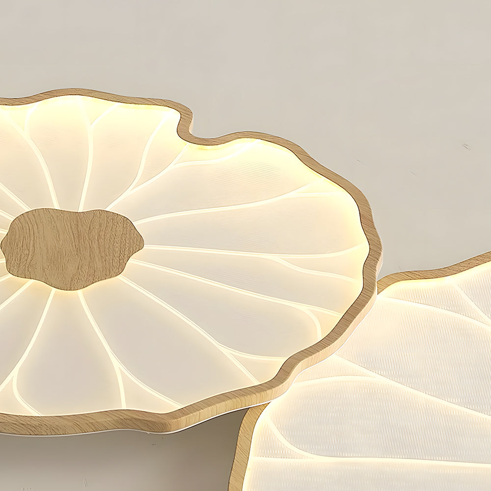 Plafonnier LED encastré à motif de feuilles organiques, acrylique, largeur de 30 à 135 cm, luminaire extra-plat pour chambre, salon, couloir, éclairage d'ambiance moderne