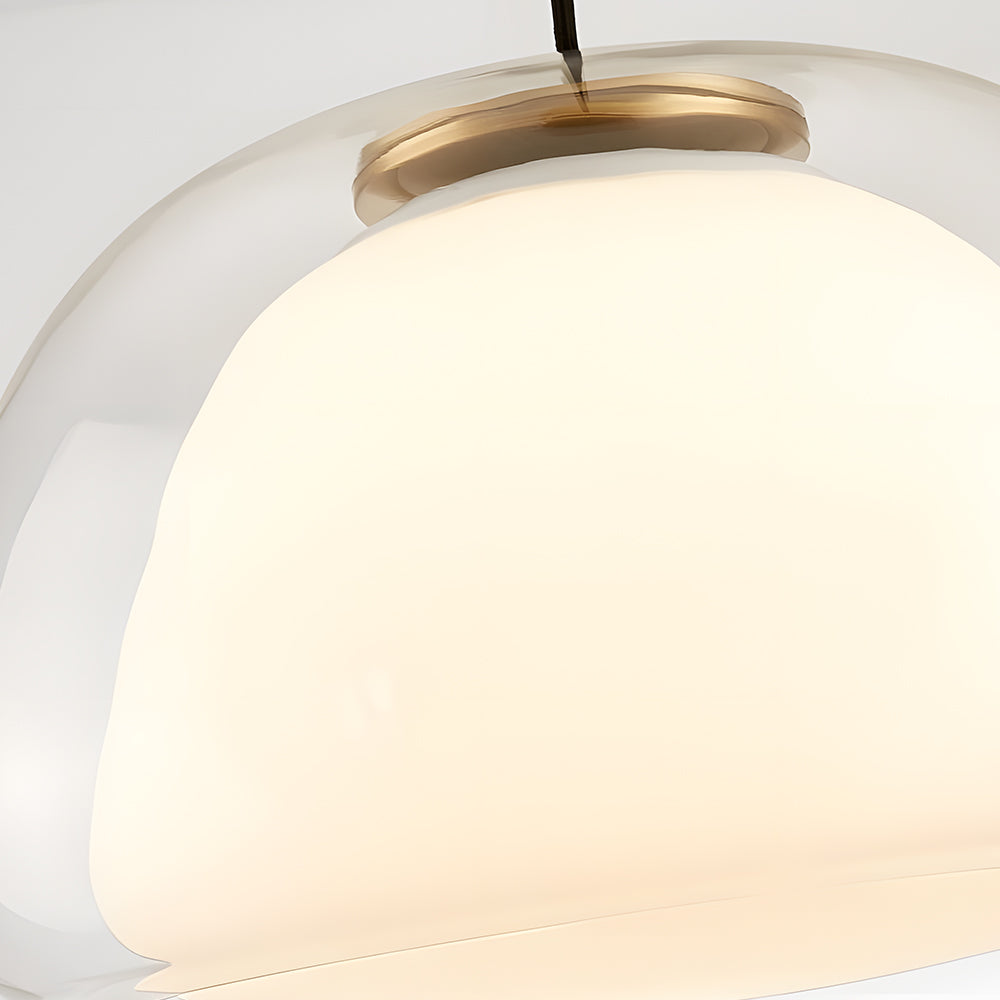 Suspension luminaire en verre texturé pour salle à manger et cuisine | Douille E27 | Abat-jour dôme ondulé | Deux tailles disponibles | Éclairage d'ambiance chaleureux pour