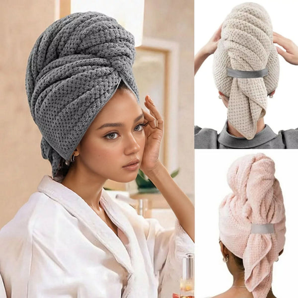 VELVADRY – Serviette turban en velours corail pour un séchage rapide et des cheveux sans frisottis