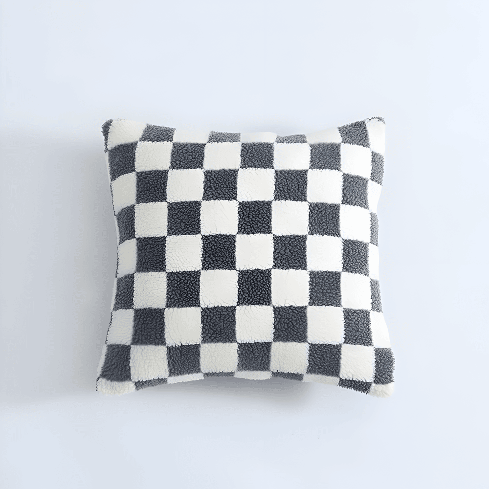 Modern Cushion Cover with Checkerboard Design – Soft Fabric, 17.72 × 17.72 inch