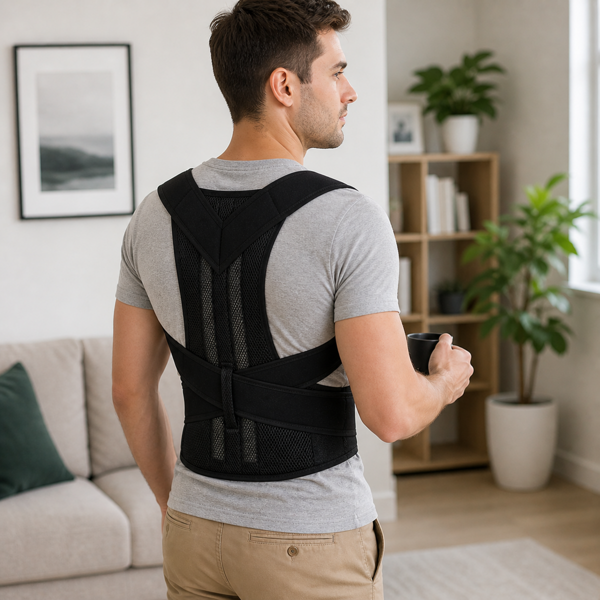 Correcteur de posture ajustable pour le soutien de la colonne vertébrale (haut et bas du dos) – Harnais respirant pour hommes et femmes
