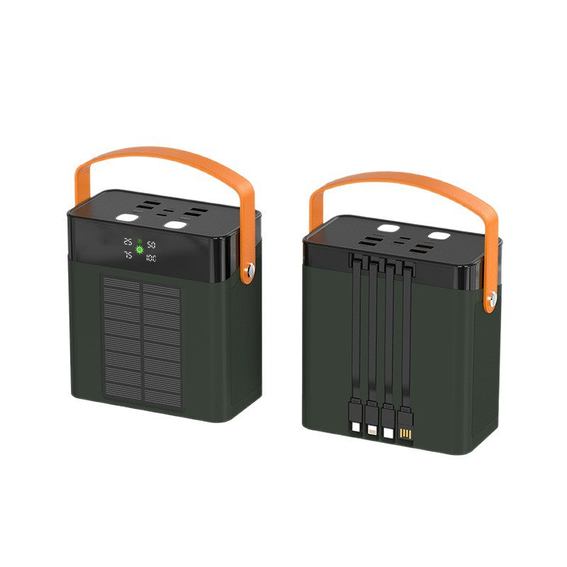 EcoCharge | Batterie externe solaire portable avec gestion des câbles intégrée et affichage numérique pour une recharge en déplacement