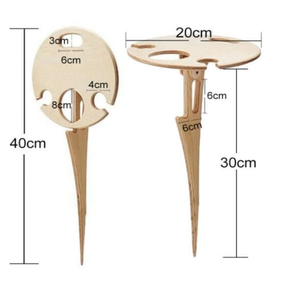 Plateau de service pliable pour pique-nique avec piquet de sol 30,5 × 20,3 cm, peut contenir une bouteille et 2 verres, idéal pour la pelouse, la plage, le parc, le camping et les réunions en plein air