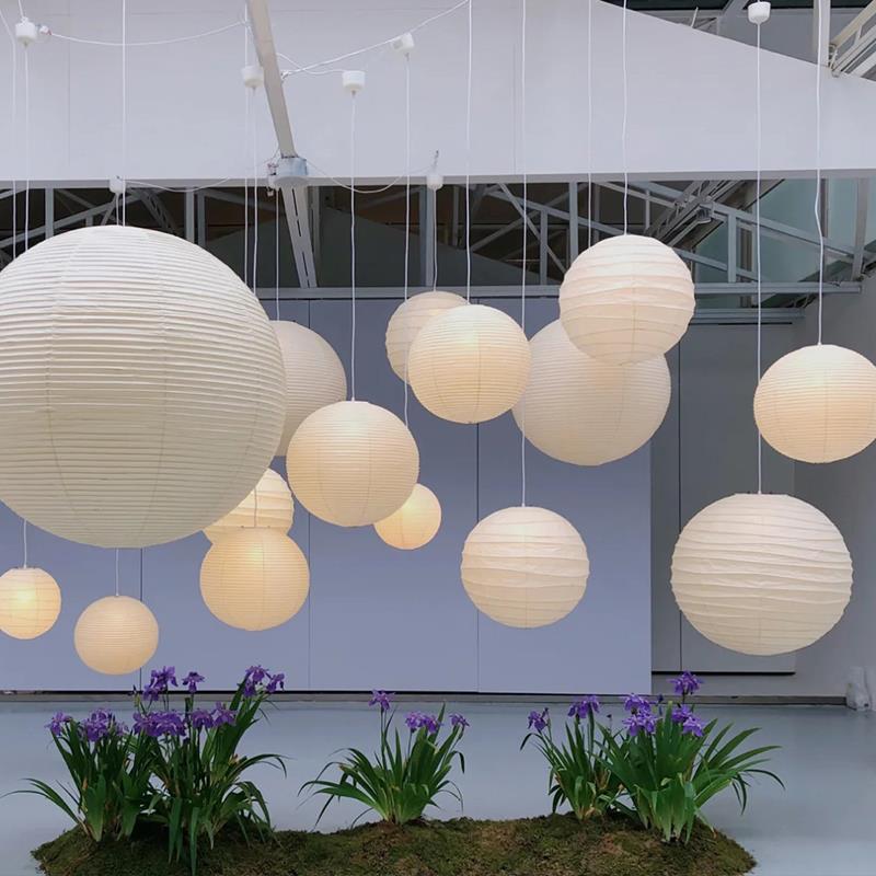 Sphere Paper Lantern Ceiling Light for Dining & Living Space – Asian-Inspired Hanging Fixture with E27 LED Bulb