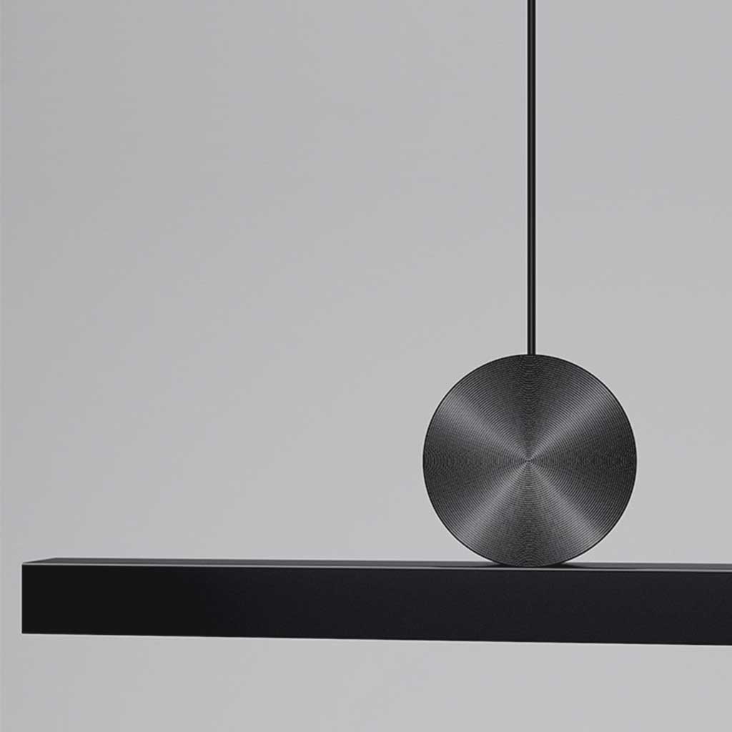 Suspended Bar Fixture LED Aluminum 39 in Matte Black Remote-Dimming Counter Overhead Lighting for Kitchen Island Dining Contemporary Spaces