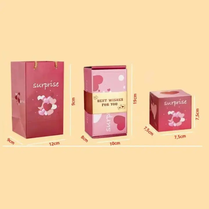 Surprise Pop-Up Gift Box with 10 Inner Cubes for Birthday Anniversary Valentine's Day Romantic Occasions Velvet Lined Keepsake Box Set Inclu