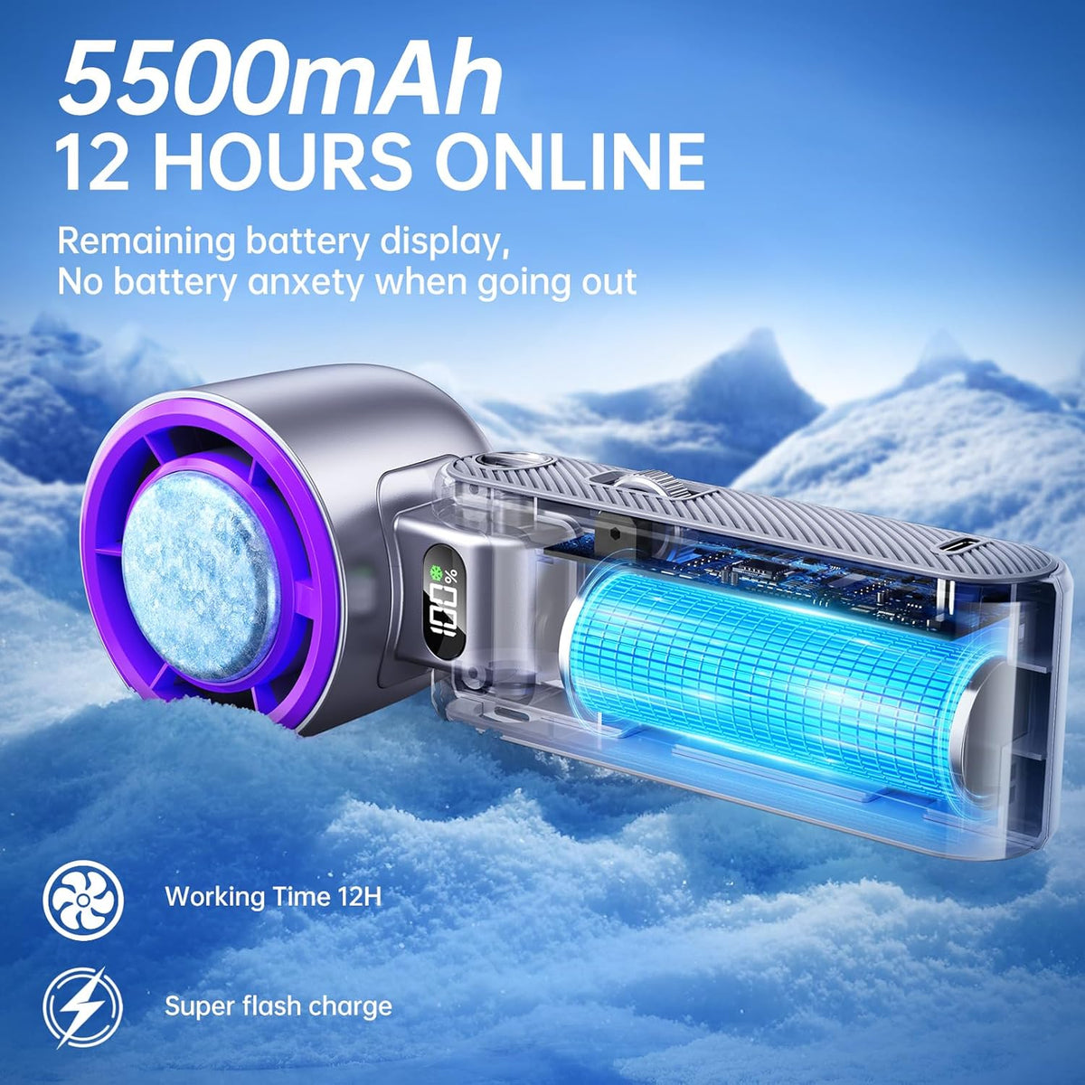 Cooling Breeze | Portable Misting Fan with Ice Cooling Technology | Adjustable Turbo Speeds for Instant Relief
