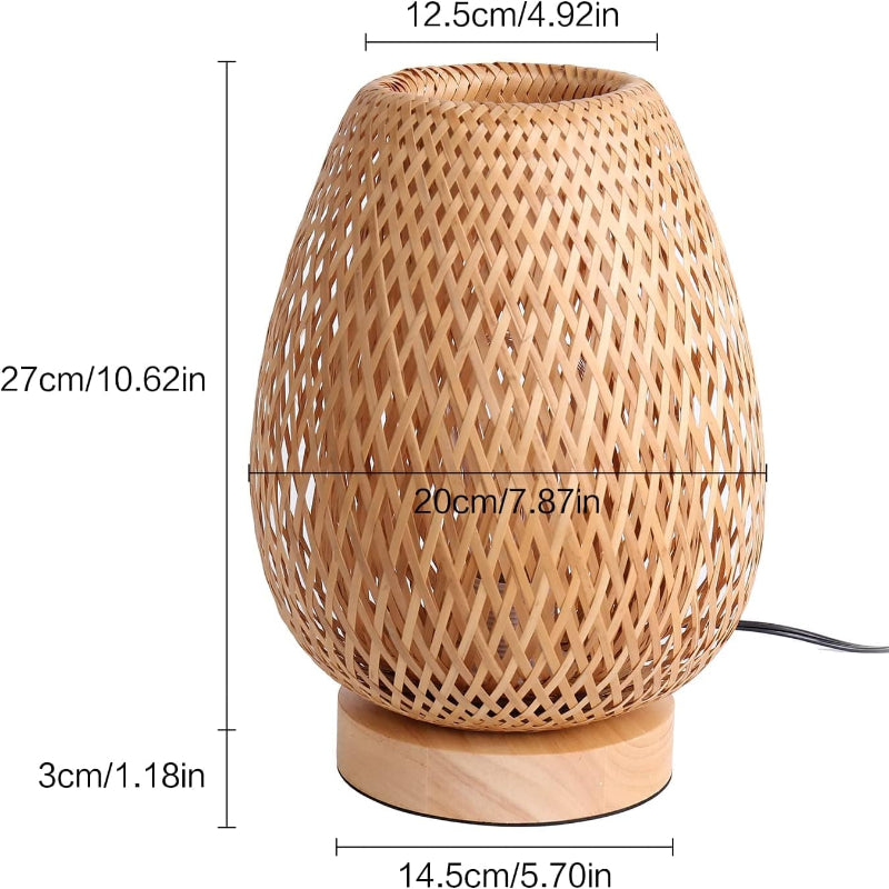 Rechargeable Dimmable LED Table Lamp – Bamboo Cordless Bedside Lamp for Cozy Bedroom Ambiance
