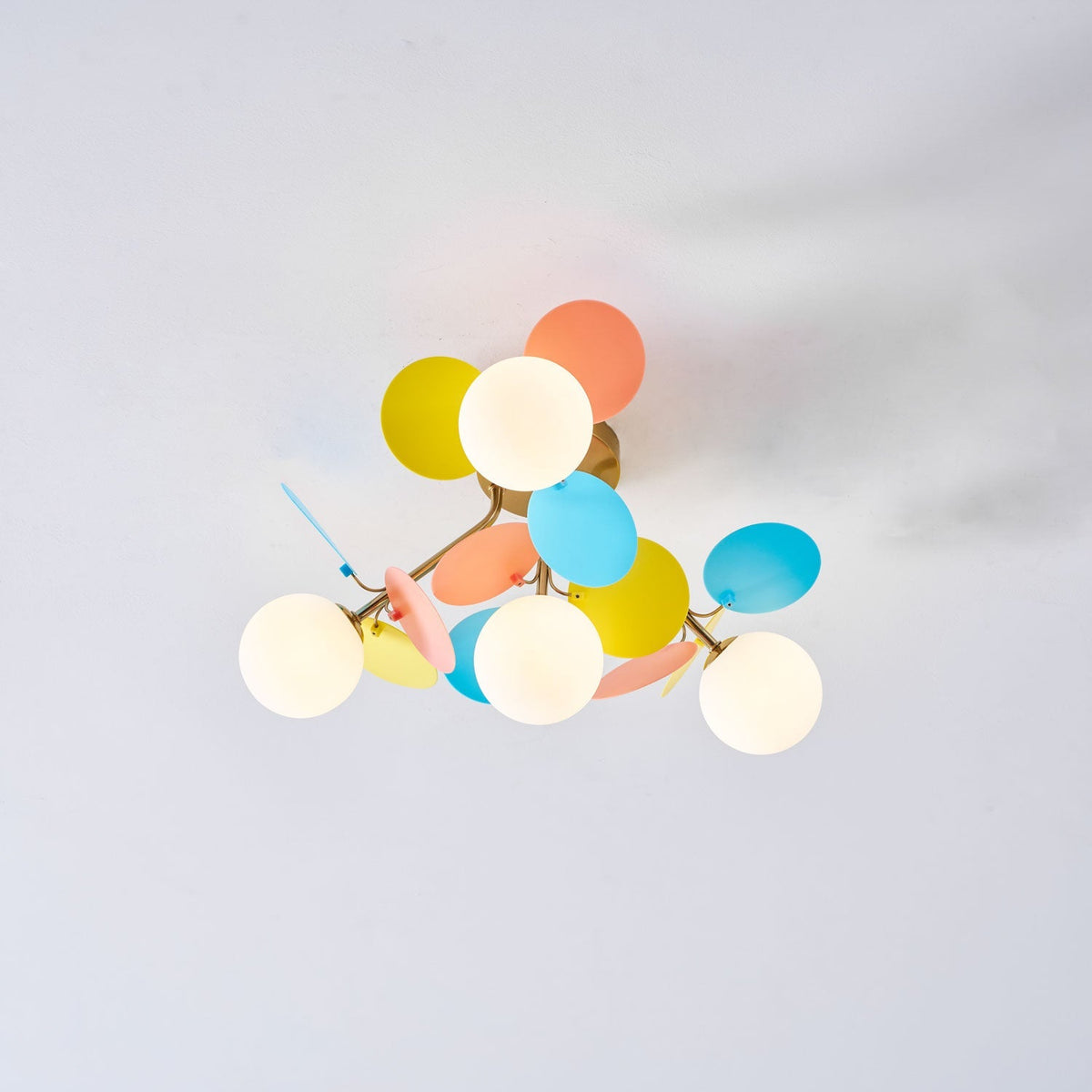 Flush-Mount Pastel Ceiling Light 10 in Diameter Metal & Acrylic for Kids Room Bedroom Office Home Nursery Small Space Overhead Lighting