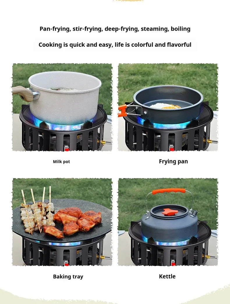 FlammaTrek | Réchaud à gaz compact pour extérieur avec construction durable en acier inoxydable | Conception pliable pour un transport facile
