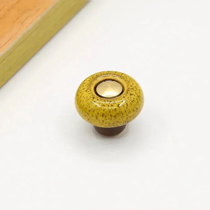Round Ceramic Furniture Pull 1.3 Inches for Kitchen Drawers Cabinets Cupboard Dresser Bathroom Vanity Wardrobe Refresh Hardware Upgrade Repl