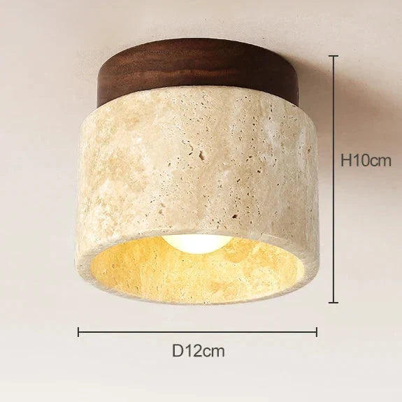 Plafonnier encastré en pierre naturelle crème 4,7 po, éclairage LED compact pour entrées, couloirs, chambres, foyers, style minimaliste moderne Japandi