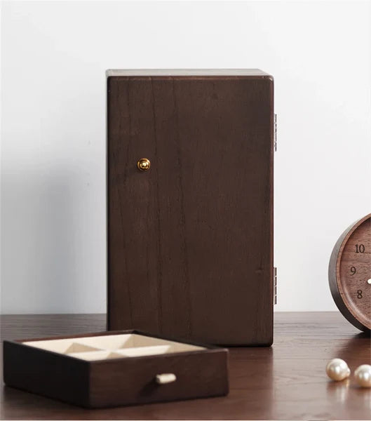 LUXELIVA – Elegant Wooden Jewelry Box with Multi-Layer Storage