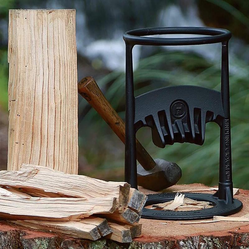 Manual Log Splitter for Firewood | Hand-Operated Wood Splitting Wedge | Heavy-Duty Steel Kindling Splitter for Hardwood & Softwood