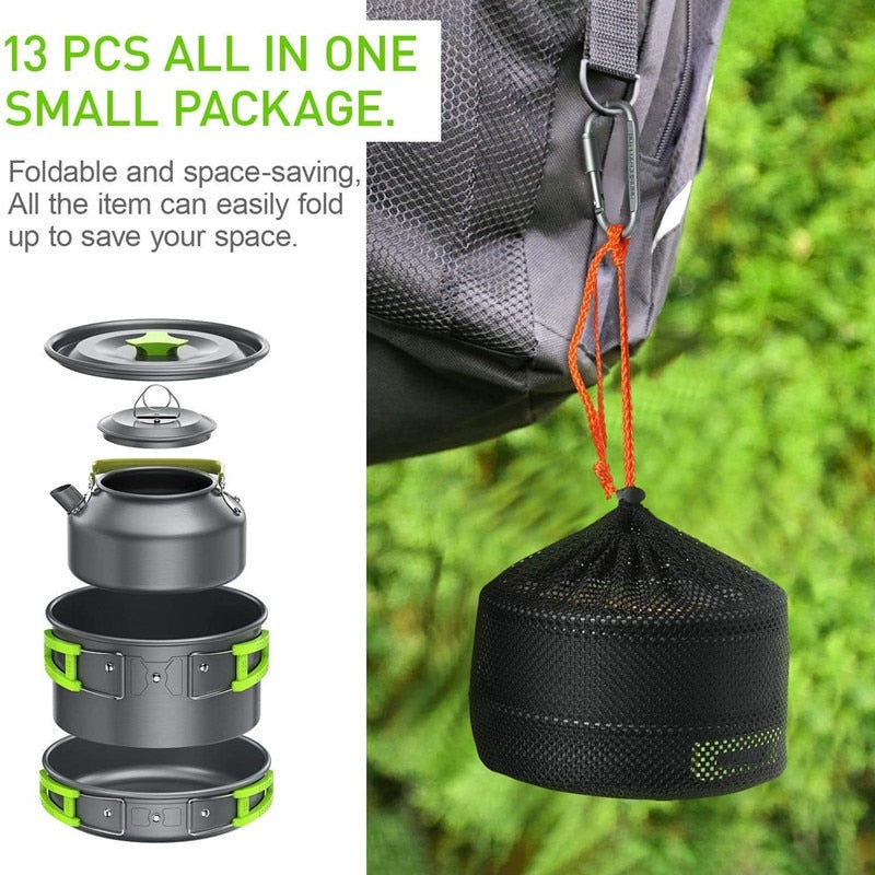 Outdoor Essentials | Camping Travel Cookware Kit with Versatile Cooking Functions | Lightweight Set for Easy Meal Preparation