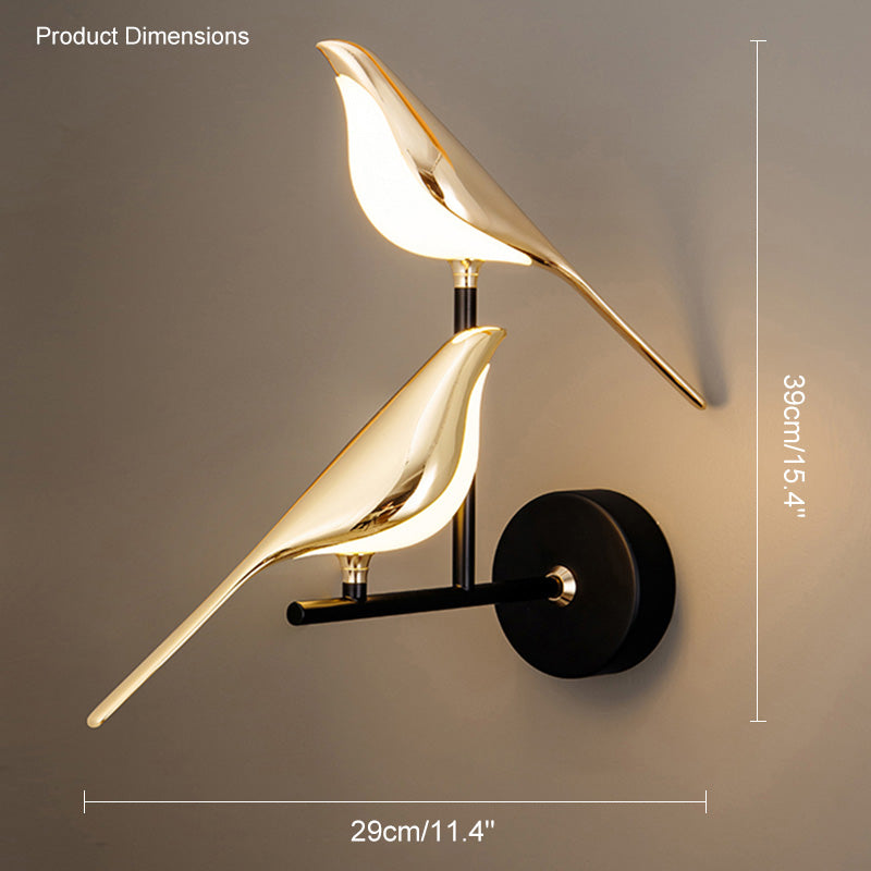 Sculptural Bird Sconce Light with Black & Gold Finish for Bedroom, Hallway, Living Room | Modern Metal Indoor Fixture 11 in Wide