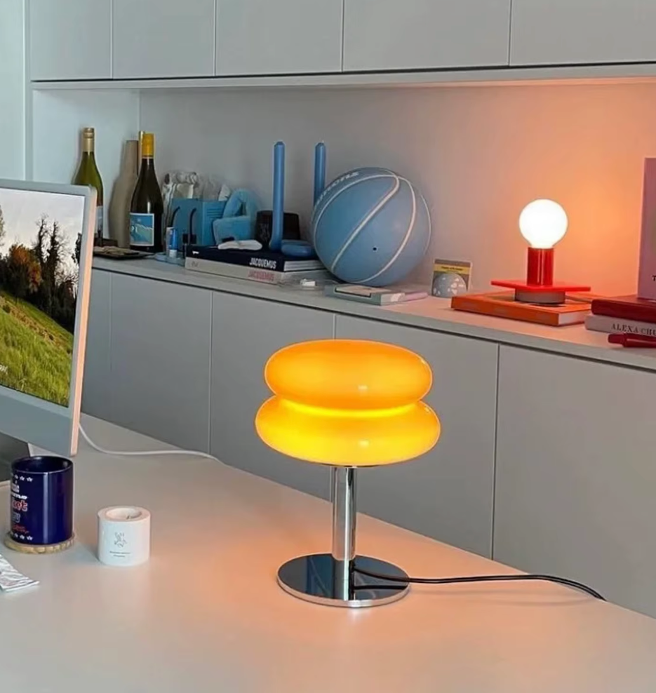 Lampe de bureau USB à commande tactile avec 3 modes d'éclairage, abat-jour en verre, 28 cm de hauteur, pour table de chevet, bureau ou espace de travail, éclairage d'ambiance doux