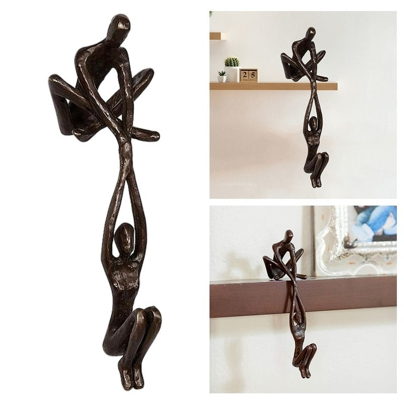 Statuette abstraite en polystone noir, pièce décorative de table de 20 cm pour décoration d'intérieur contemporaine, étagère, chambre, bureau, sculpture artistique