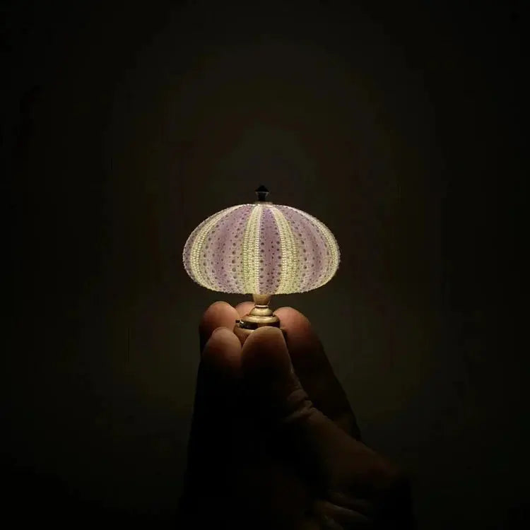 Sea Urchin Accent Night Light with Soft Ambient Glow for Bedroom Nightstand Living Room Coastal Decor Organic Shell Lamp