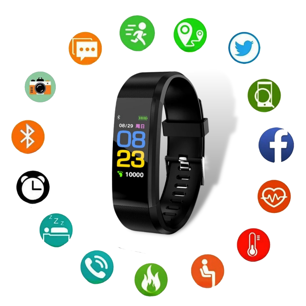 Montre connectée de suivi de santé avec cardiofréquencemètre, tensiomètre et compteur de fitness pour un vieillissement actif