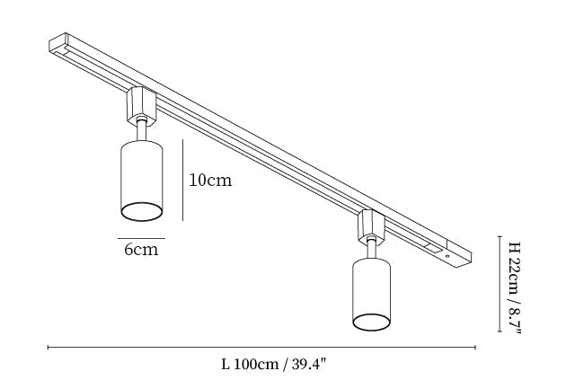 Cylindre élégant | Projecteur sur rail LED avec angle de faisceau de 30° | Design moderne pour un éclairage intérieur polyvalent