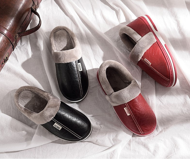 Waterproof Plush-Lined House Slippers with Anti-Slip Sole for Indoor & Outdoor Winter Comfort