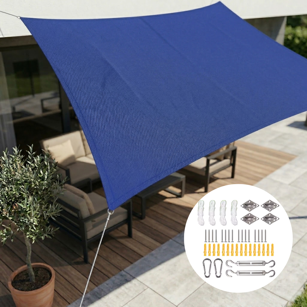 Waterproof Rectangular Shade Sail UV Protection Outdoor Canopy for Patio Deck Pool Garden Balcony Sun Shelter Heavy-Duty Polyester