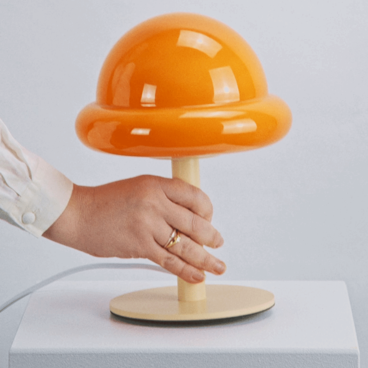Dome Glass Accent Light with Painted Metal Base 11 in Mint or Citrus for Nightstand Desk Office Den Bedroom Home