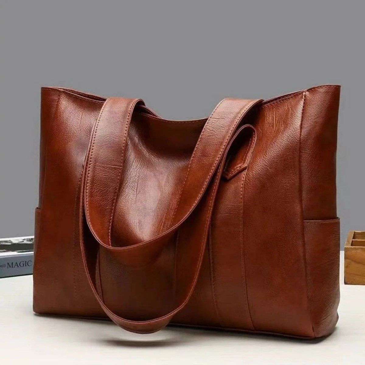 Women's Faux Leather Handbag with Top Handle and Secure Zipper Closure – Classic Tote for Daily Essentials, Office, Casual Outings & Evening