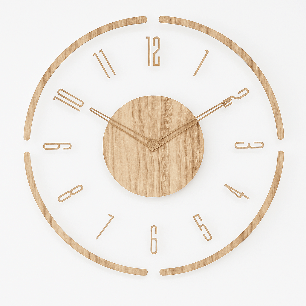 Round Wooden Timepiece 14 Inch Noiseless Quartz Nordic Style Home Office Bedroom Decor Modern Minimalist Scandinavian Clock