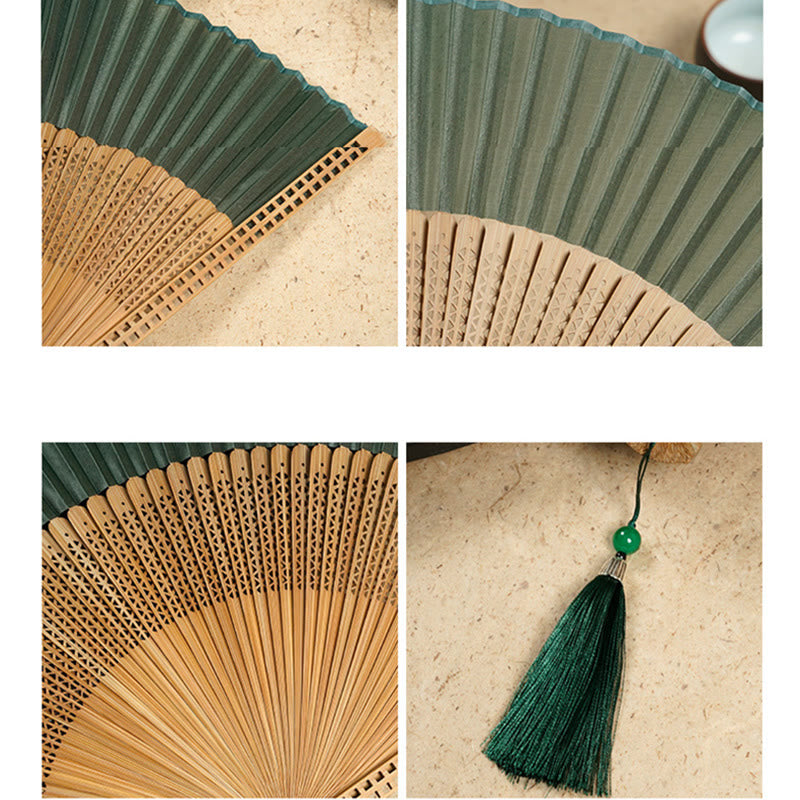Silk Bamboo Hand Fan – Folding Oriental Style Accessory for Weddings, Parties & Summer Cooling – Lightweight Portable Fan with Elegant