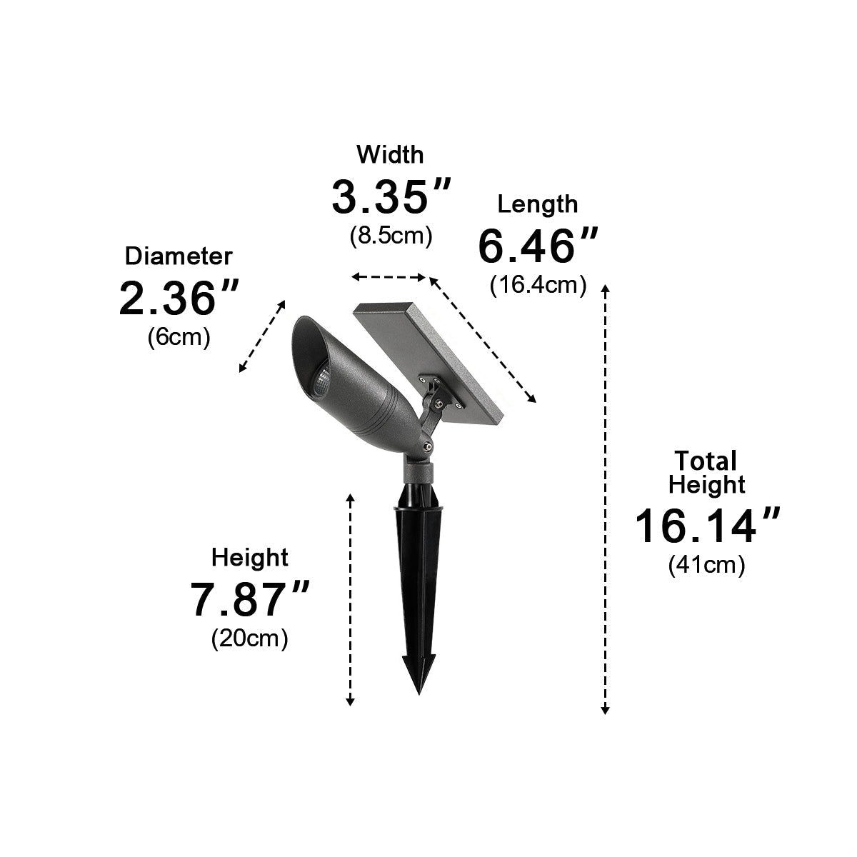 Adjustable LED Accent Light 2.4 Inch Stake Spot for Yard Tree Shrub Path Driveway Patio Weather-Resistant Aluminum Housing Warm White 3000K
