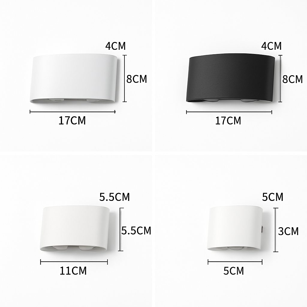 Modern LED Outdoor Wall Light Fixture Black or White for Porch, Garden & Entryway Lighting