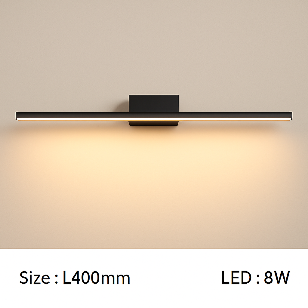 LED Bathroom Vanity Light Fixture – Slim Rectangular Wall Sconce for Mirror Lighting – Metal Bar Mount – Modern Design for Powder Room