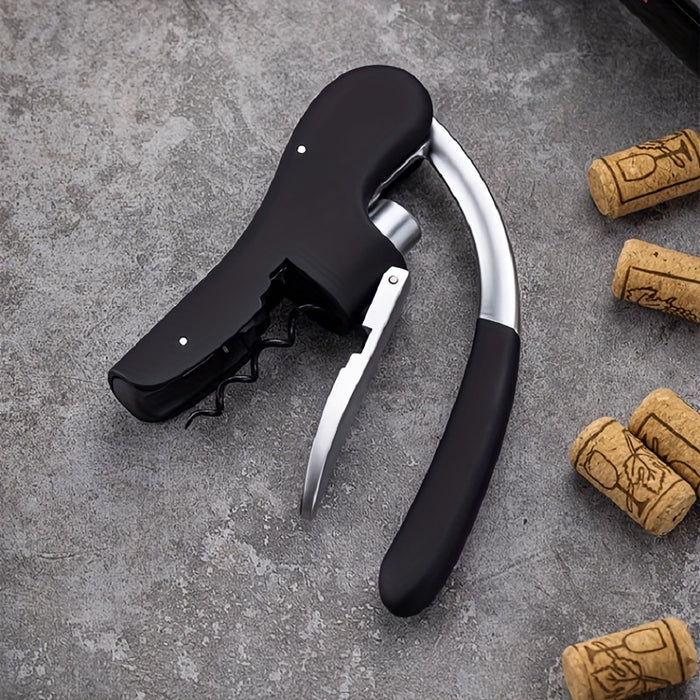 Tire-bouchon à double levier avec coupe-capsule intégré pour bouteilles de vin rouge, blanc et effervescent – Outil de barman portable pour cuisine, restaurant