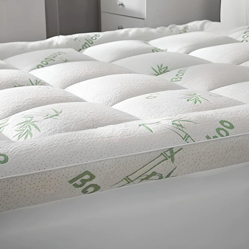 2-Inch Breathable Bamboo Mattress Pad Overlay for Cooling Comfort | Hypoallergenic Bed Cover for Hot Sleepers | Twin Full Queen King