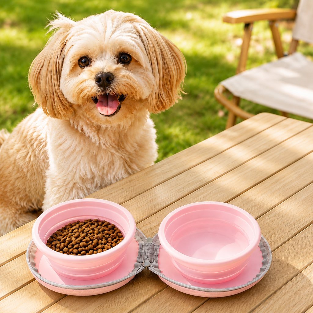 Ortekor 2-in-1 Collapsible Pet Travel Bowl for Walks, Parks & Road Trips - Feed and Hydrate Small Dogs or Cats Anywhere