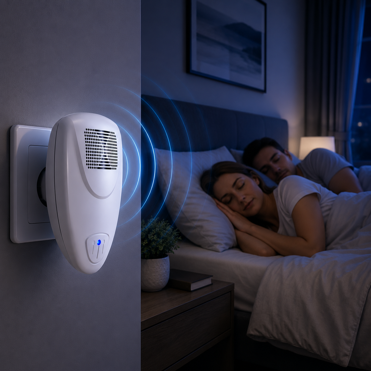 Plug-In Ultrasonic Pest Deterrent Device for Bedrooms & Living Rooms – Silent Electronic Indoor Insect Repellent for Homes, Apartments, Hote
