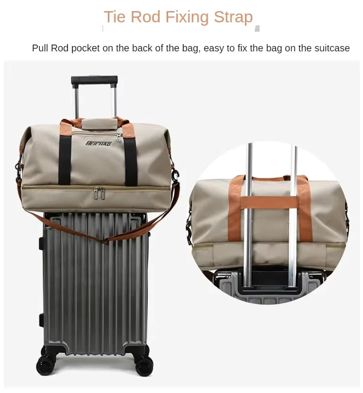 Sac de sport en cuir déperlant avec compartiment étanche et rangement pour chaussures