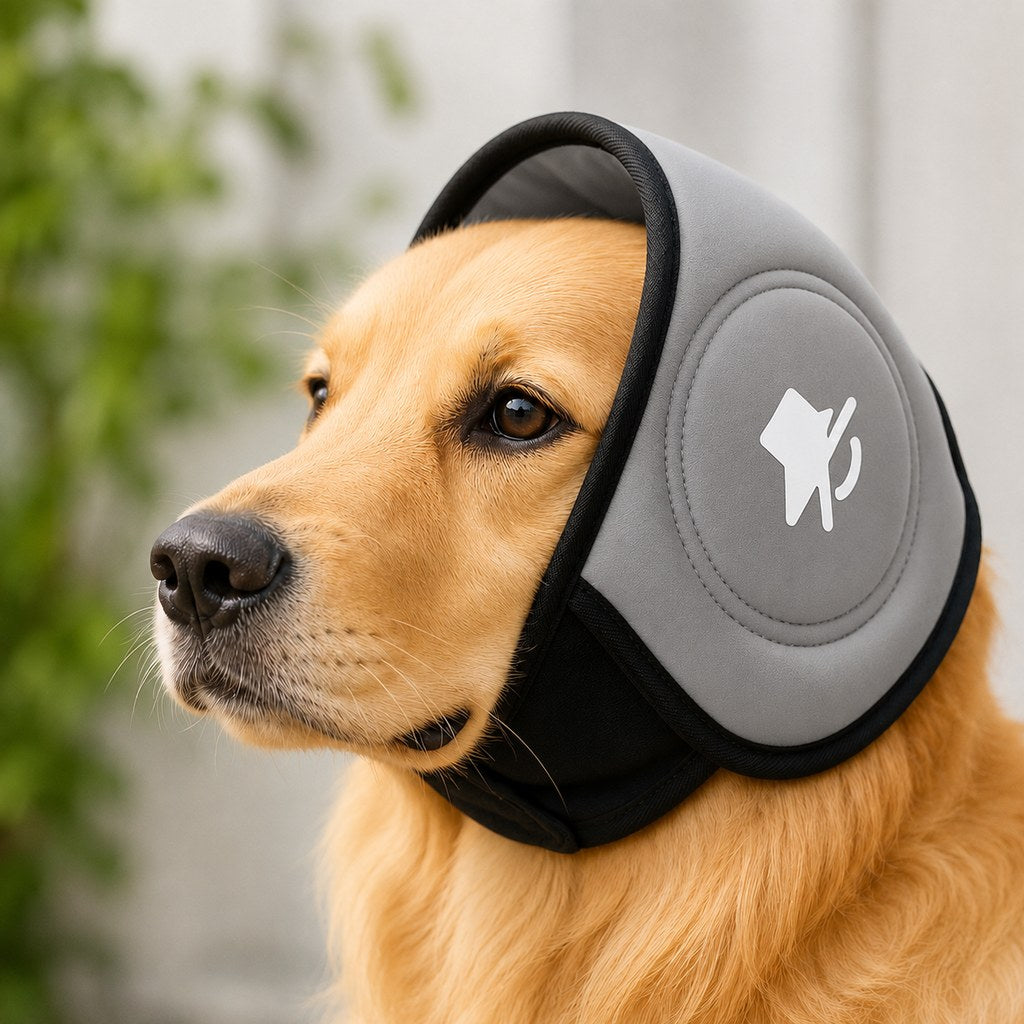 Ortekor Calming Dog Ear Muffs for Fireworks, Thunderstorms & Grooming - Soft Noise-Reducing Wrap to Help Ease Stress