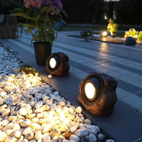 Stoneva - Lampe de jardin solaire imitation pierre