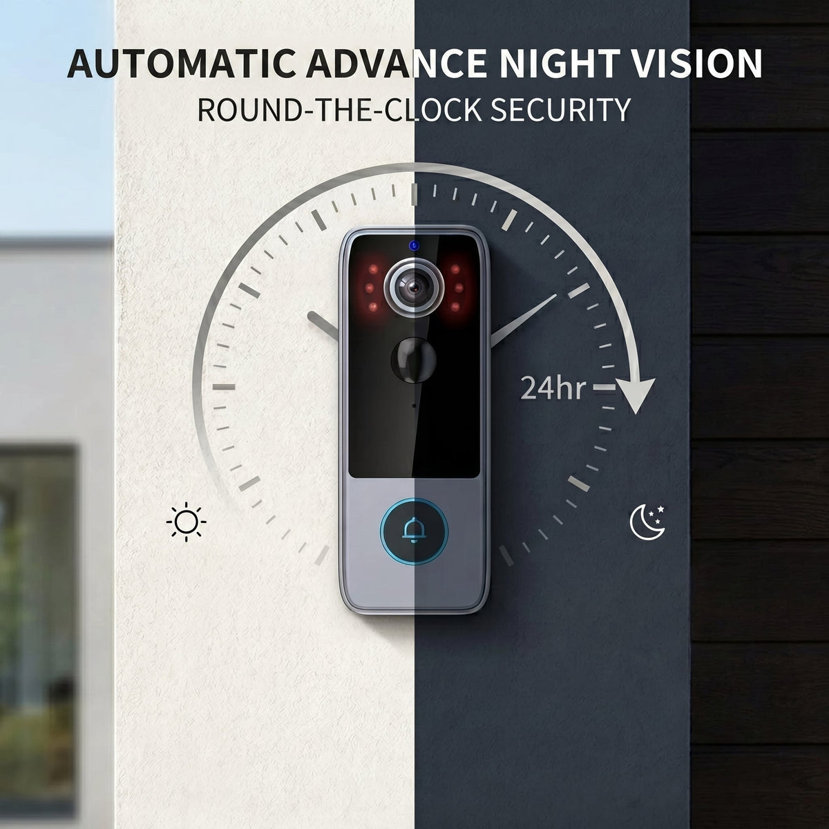 Smart Wireless Video Doorbell with HD Camera, Two-Way Talk & Motion Alerts – No Monthly Fees, Weather Resistant, Night Vision for Front