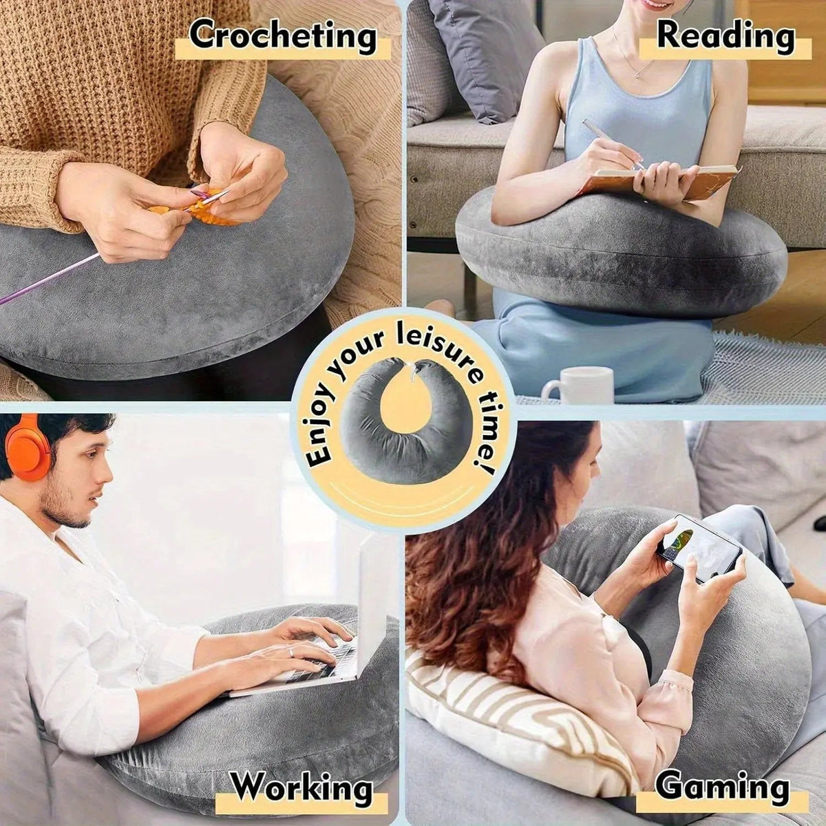 Ortekor Comfort Haven | Reading Pillow with Arms for Ultimate Relaxation | U-Shape Design for Reading and Crafting